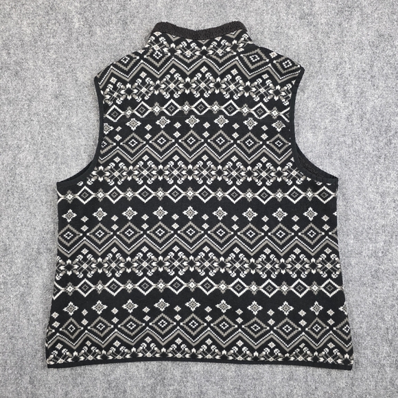 Croft & Barrow Black White Fair Isle Sherpa Fleece Vest WXL Oversized - Picture 2 of 10